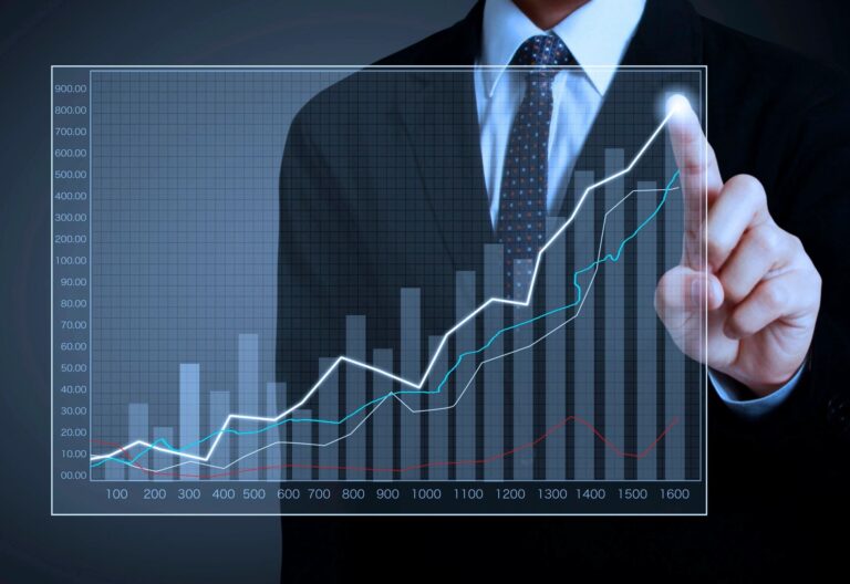 Businessman analyzing financial charts